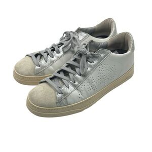 P448 Women's John Embellished Low-Top Sneakers Silver Sparkle Size 40